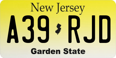 NJ license plate A39RJD