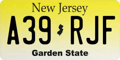 NJ license plate A39RJF