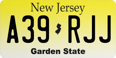 NJ license plate A39RJJ