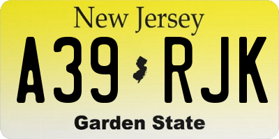NJ license plate A39RJK