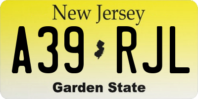 NJ license plate A39RJL