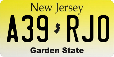 NJ license plate A39RJO