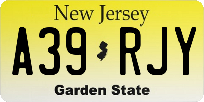 NJ license plate A39RJY