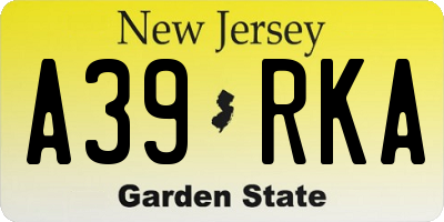 NJ license plate A39RKA
