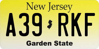 NJ license plate A39RKF