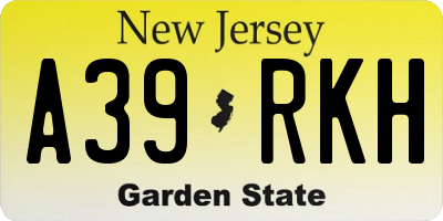 NJ license plate A39RKH