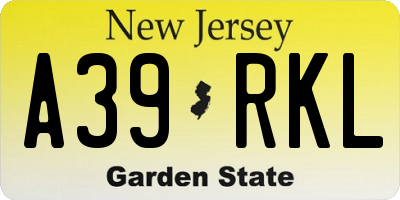NJ license plate A39RKL