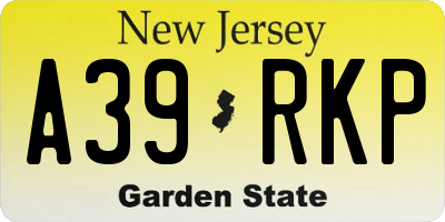 NJ license plate A39RKP