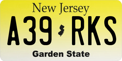 NJ license plate A39RKS