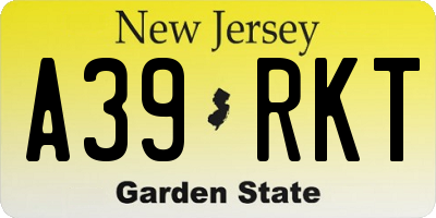 NJ license plate A39RKT