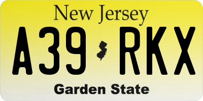 NJ license plate A39RKX