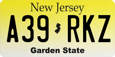 NJ license plate A39RKZ