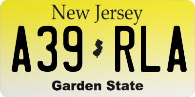 NJ license plate A39RLA