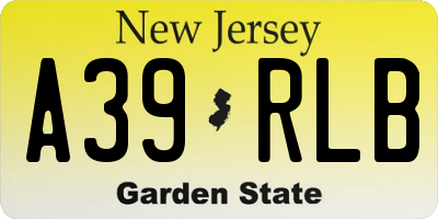 NJ license plate A39RLB