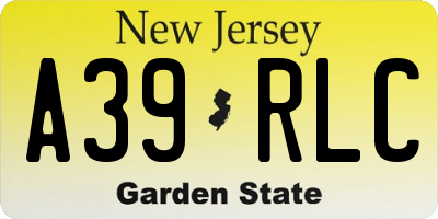 NJ license plate A39RLC