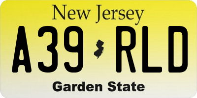 NJ license plate A39RLD