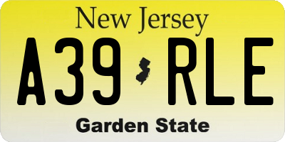 NJ license plate A39RLE