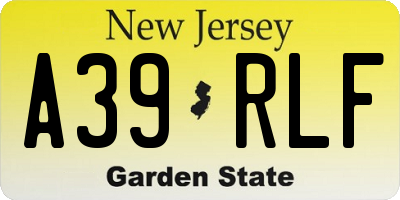 NJ license plate A39RLF