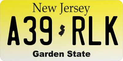 NJ license plate A39RLK