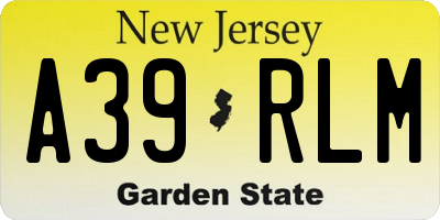NJ license plate A39RLM