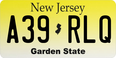 NJ license plate A39RLQ