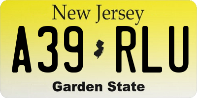 NJ license plate A39RLU