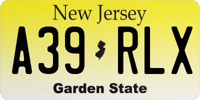 NJ license plate A39RLX