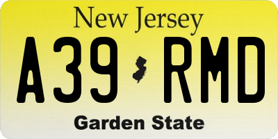 NJ license plate A39RMD