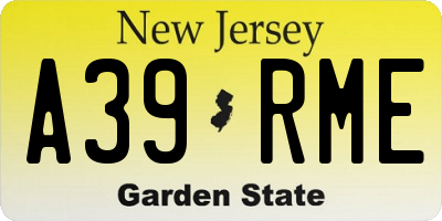 NJ license plate A39RME