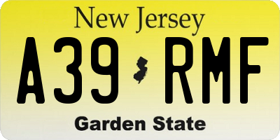 NJ license plate A39RMF