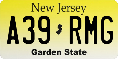 NJ license plate A39RMG