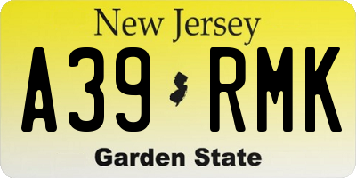 NJ license plate A39RMK
