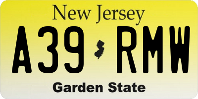NJ license plate A39RMW