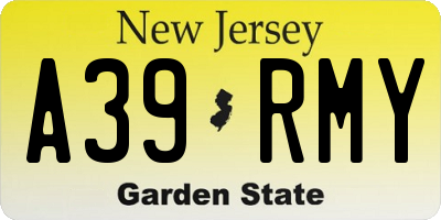NJ license plate A39RMY