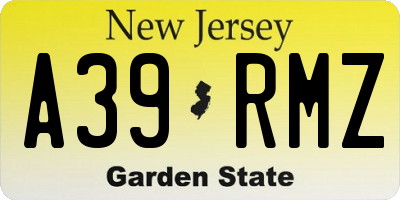 NJ license plate A39RMZ