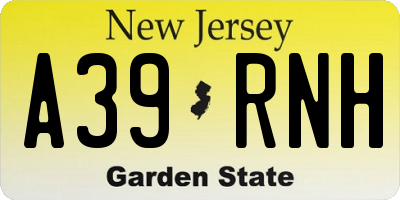 NJ license plate A39RNH