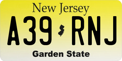 NJ license plate A39RNJ