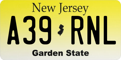NJ license plate A39RNL