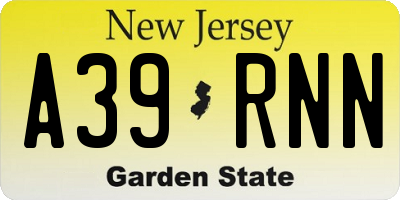 NJ license plate A39RNN