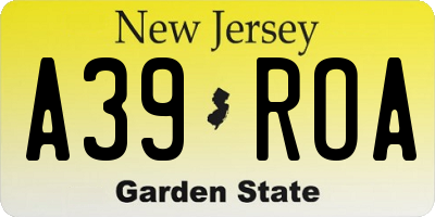 NJ license plate A39ROA