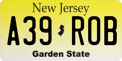 NJ license plate A39ROB