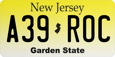 NJ license plate A39ROC
