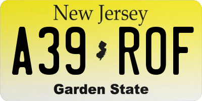 NJ license plate A39ROF