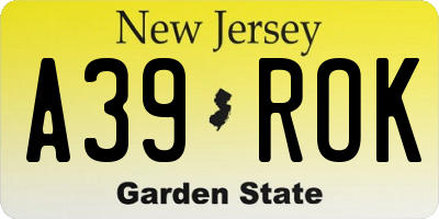 NJ license plate A39ROK