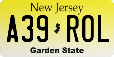 NJ license plate A39ROL
