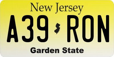 NJ license plate A39RON