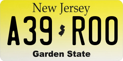 NJ license plate A39ROO