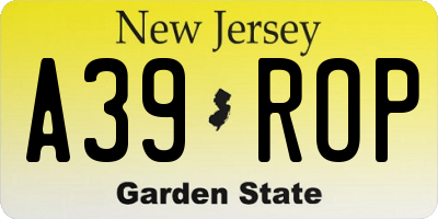 NJ license plate A39ROP