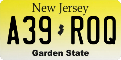 NJ license plate A39ROQ