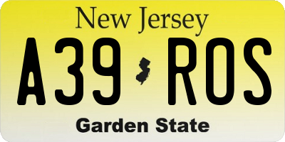 NJ license plate A39ROS